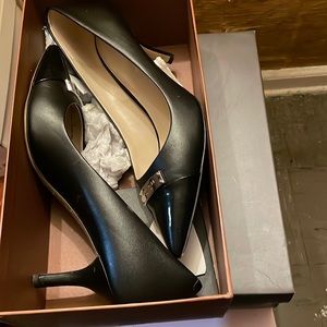 Real Leather Black Coach Pumps